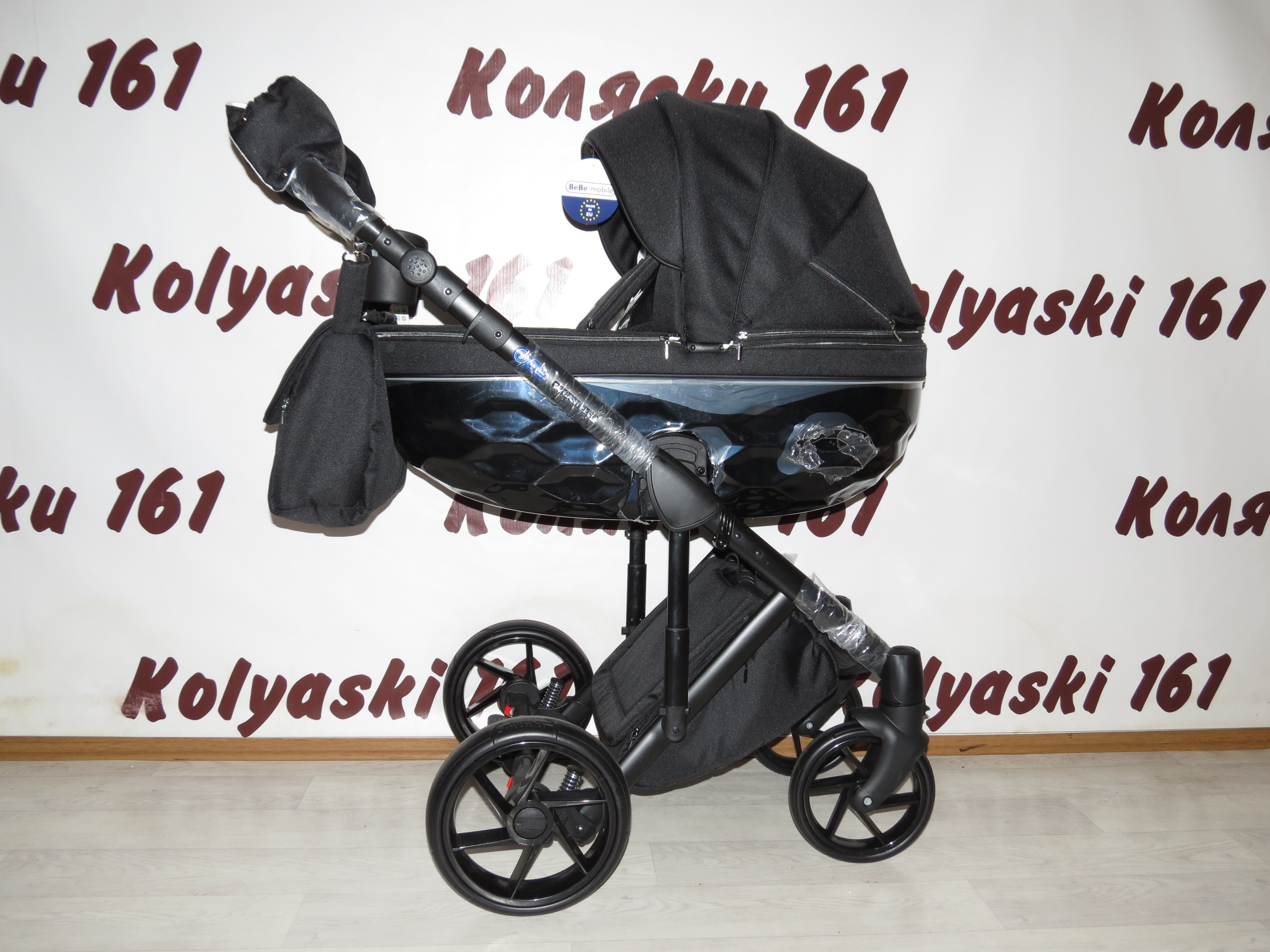 #Bebe-Mobile Castello BC-8 черная детская коляска 2 в 1: люлька