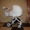 Детская коляска Adamex Gloria Eco Deluxe 2 в 1 100 % белая кожа