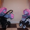 Детская коляска Adamex Jetto 2 в 1 розовая с серым
