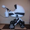 Детская коляска Adamex Gloria Eco Deluxe 100 % кожа белая с черным